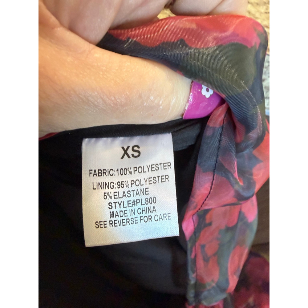 Women's Pink Lily Red Black Floral Mini Dress XS - Picture 5 of 9